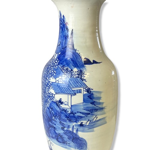 153 - A large 19th-century Chinese Celadon blue & white painted vase. 
57cm Tall