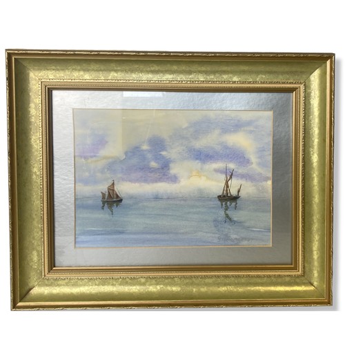 127 - Vintage framed Watercolour seascape, signed GH Somerset.
Measures 51 x 41cm (incl frame)