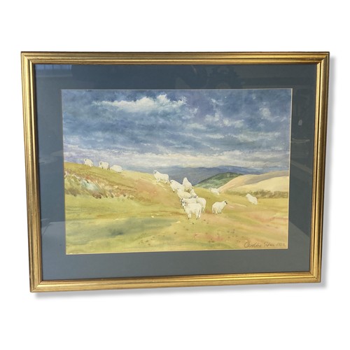 132 - A Signed Watercolour depicting a flock of Sheep. In gilt frame.
75 x 61.5cm