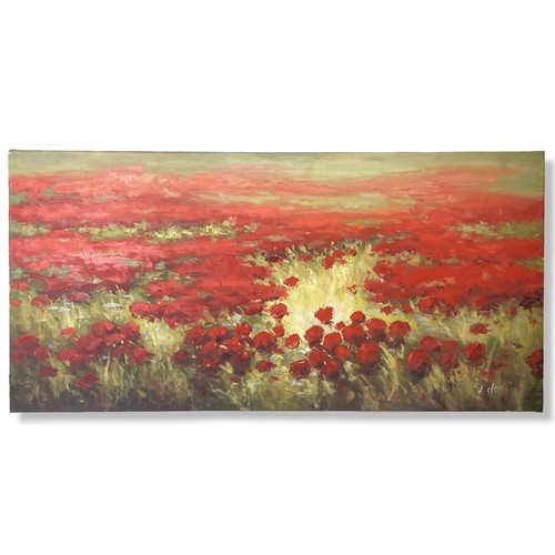 133 - A large, signed Oil on canvas of Poppies landscape.
60.5 x 122cm