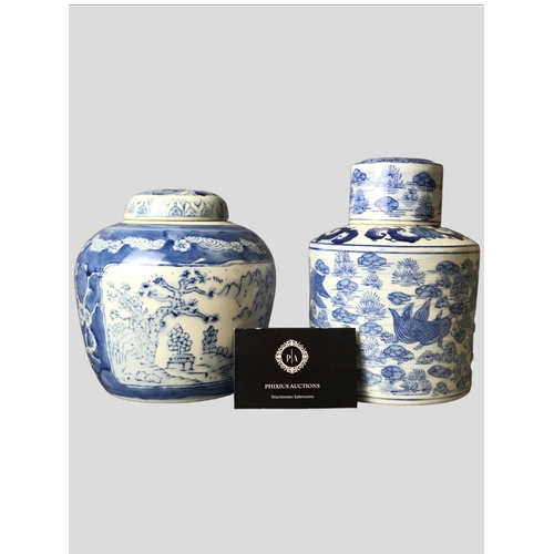 144 - A Chinese Porcelain Ginger Jar and Tea Caddy