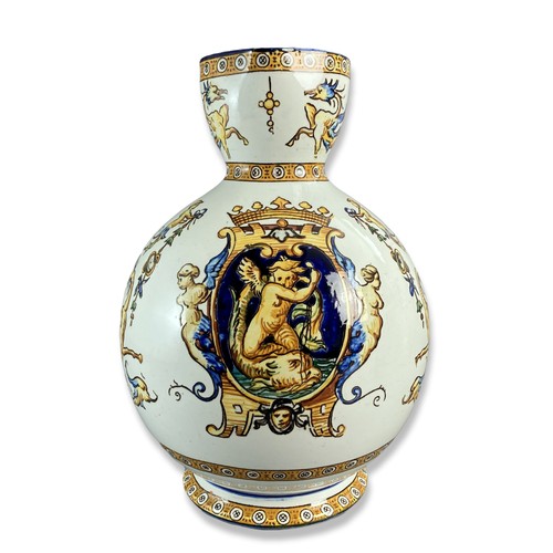 92 - Austrian Josef Steidl Znaim porcelain large vase. hand painted enamels depicting blossoming flowers.... 