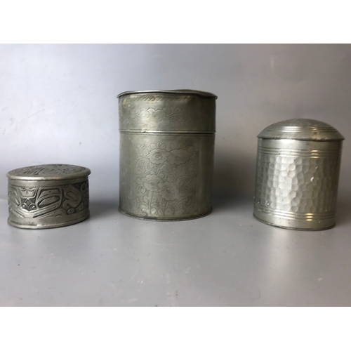 163 - A Chinese Pewter Tea Caddy and 2 other Pewter items