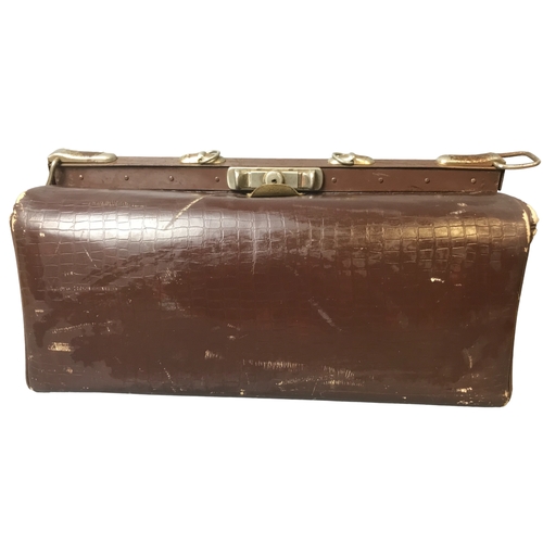 55 - A Vintage Faux crocodile skin Gladstone bag.