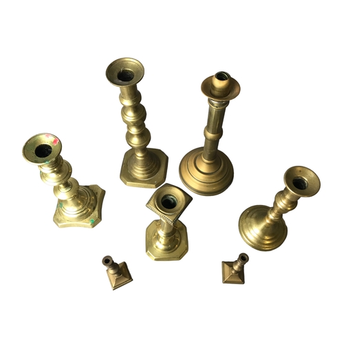 95 - A collection of Victorian and later Brass candlesticks