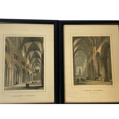 102 - A collection of seven Victorian hand-coloured Engravings of Cathedrals& Abbeys. Including examples b... 