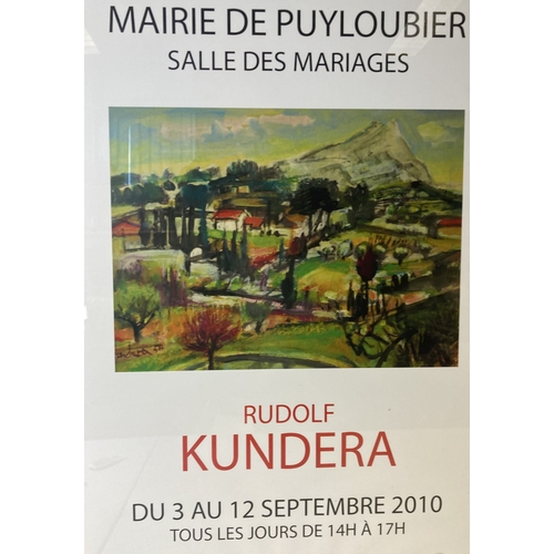 107 - A framed Rudolf Kundera poster together with a smaller similar.