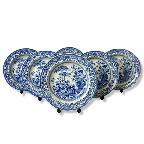 173 - A set of six Circa 1820 Minton Pearlware soup bowls. Bamboo & flowers pattern. Minton's 'Semi China'... 