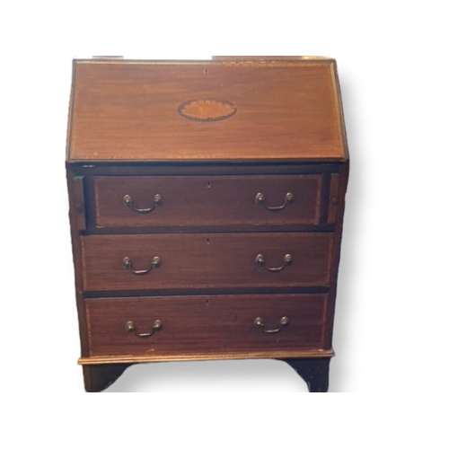 218 - A vintage Inlaid Writing bureau. With fitted interior and drawers.