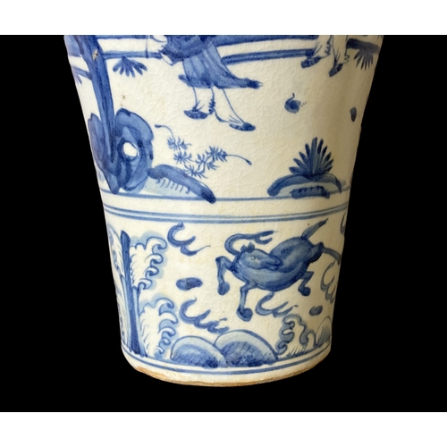 180 - A large Chinese Blue & white Meiping porcelain vase. Ming type decoration, depicting various figures... 