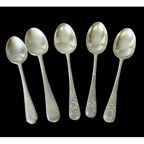 70 - 5 hallmarked Silver spoons and button hook.