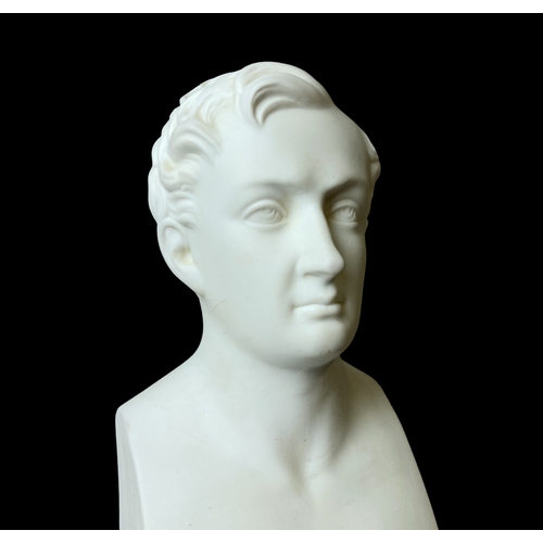 49 - A German Parian porcelain bust of Lord Byron.
By Kister (K.G. Scheibe-Alsbach).
18cm Tall.