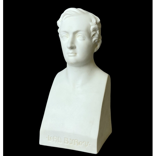 49 - A German Parian porcelain bust of Lord Byron.
By Kister (K.G. Scheibe-Alsbach).
18cm Tall.