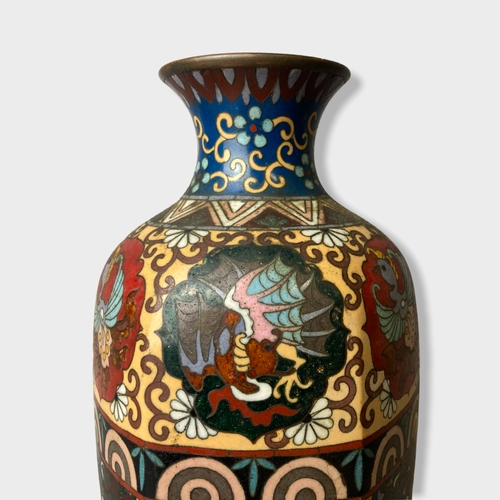 120 - Antique Japanese Meiji Cloisonne hexagonal vase.
24.5cm Tall