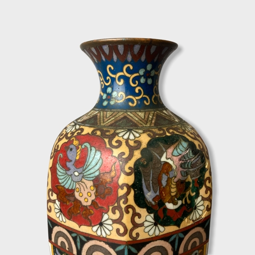 120 - Antique Japanese Meiji Cloisonne hexagonal vase.
24.5cm Tall