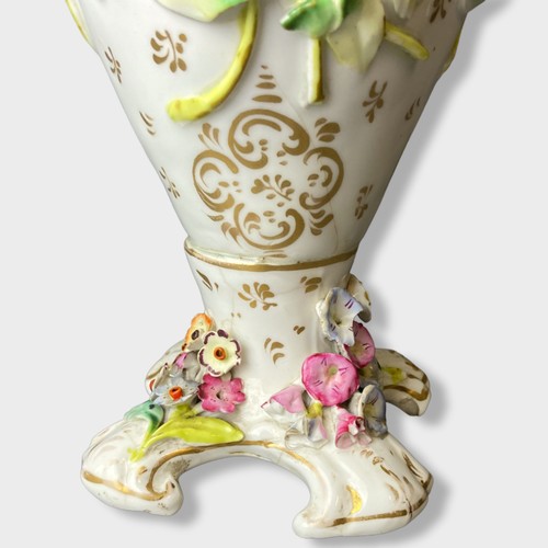 50 - A large Georgian floral encrusted porcelain vase.
Staffordshire / Coalport? 
34.5cm Tall