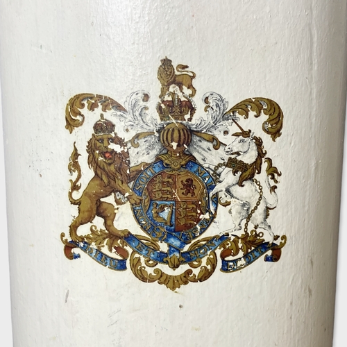 6 - A late Victorian Papier mache stick / umbrella stand with Royal Coat of arms. 
51cm tall