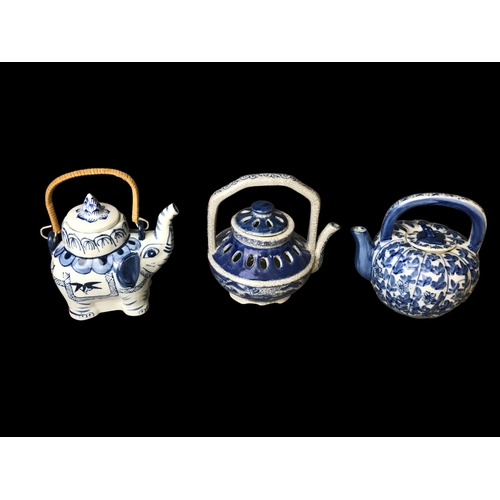 65 - A Group of 3 Chinese Blue and white Porcelain Tea  Pots'