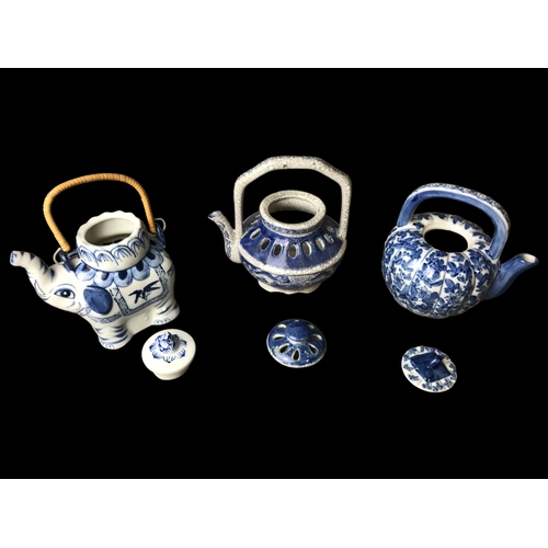 65 - A Group of 3 Chinese Blue and white Porcelain Tea  Pots'