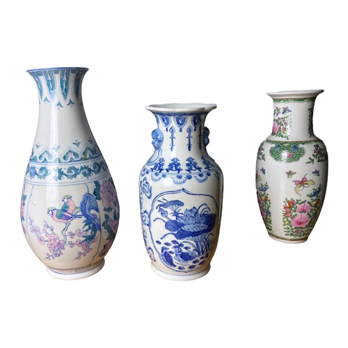 68 - A collection of 2 Large Chinese Blue and White  porcelain vases, a Blue and White Large Jar and a La... 