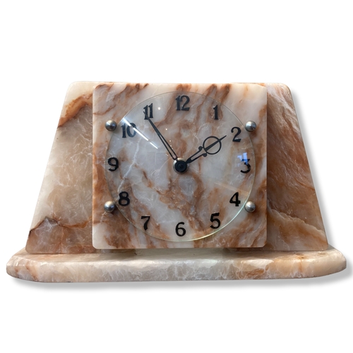 78 - A Temco Art Deco Electric Marble & glass mantle clock.