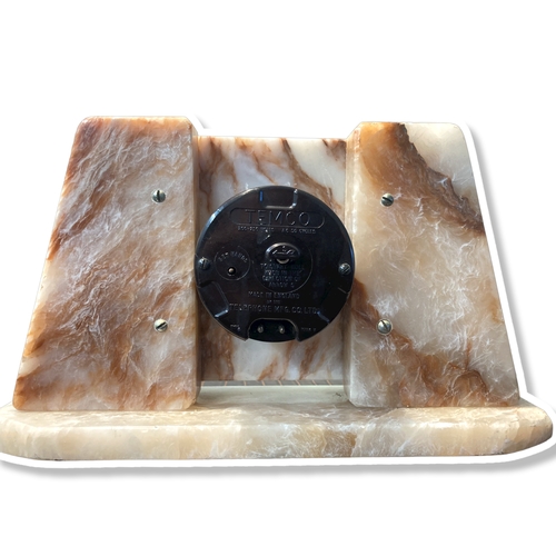 78 - A Temco Art Deco Electric Marble & glass mantle clock.