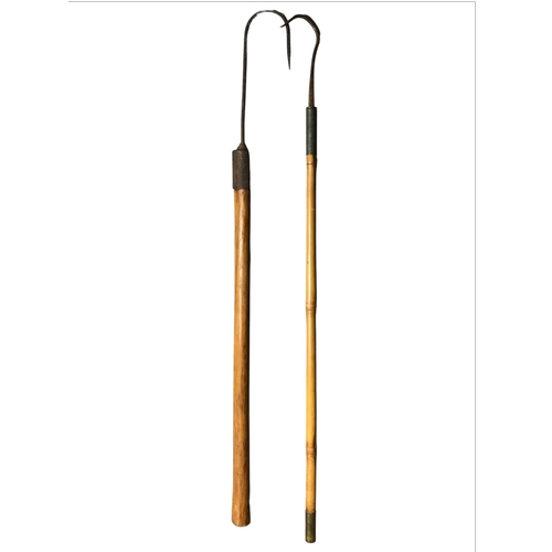 82 - Vintage Cane Fishing Gaffs- 3 foot
