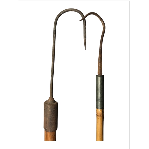 82 - Vintage Cane Fishing Gaffs- 3 foot