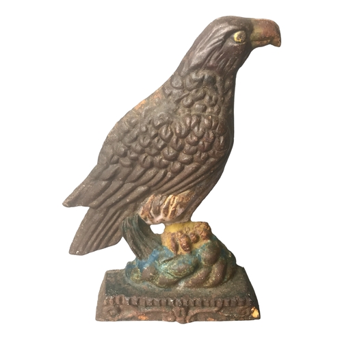 87 - Two Painted Caste Iron Door Stops - Eagle / Falcon