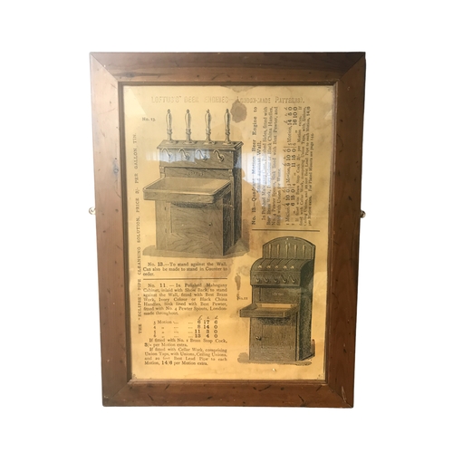 91 - Victorian Advertising Poster in Frame Loftus Beer Engines of Tottenham Court Road, London