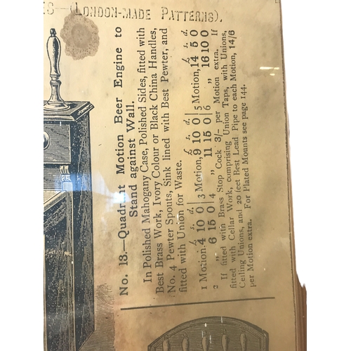 91 - Victorian Advertising Poster in Frame Loftus Beer Engines of Tottenham Court Road, London
