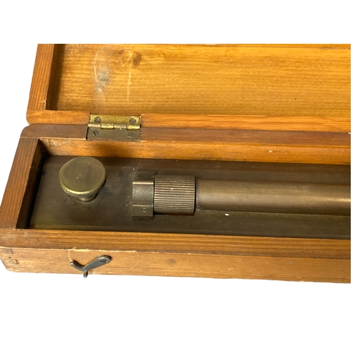 92 - Antique U.W.W. makers Birmingham brass parallel rolling rule. In original box.