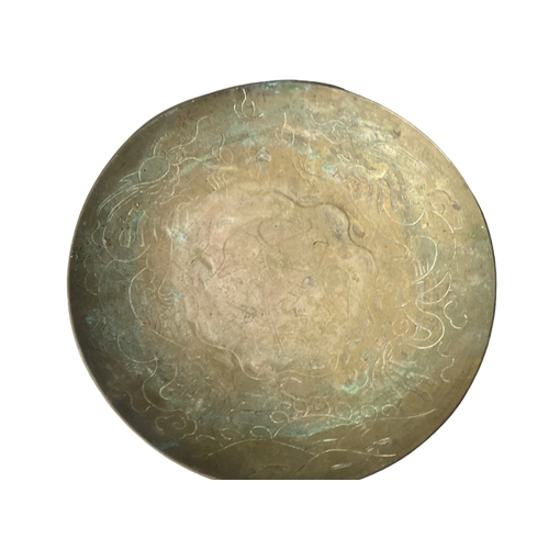 96 - Three Chinese engraved Brass bowls.