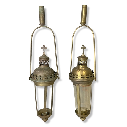 111 - A pair of vintage Acolyte religious processional lanterns.