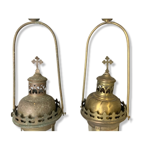 111 - A pair of vintage Acolyte religious processional lanterns.