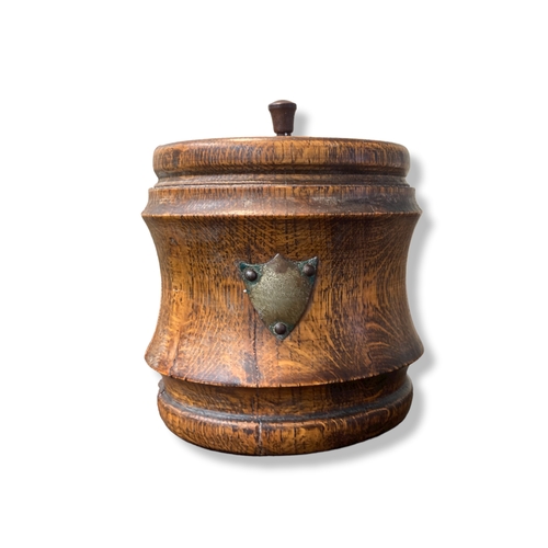 114 - Antique Oak Biscuit barrel.