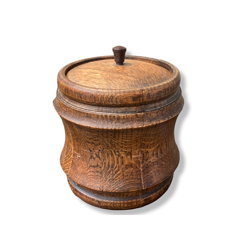 114 - Antique Oak Biscuit barrel.
