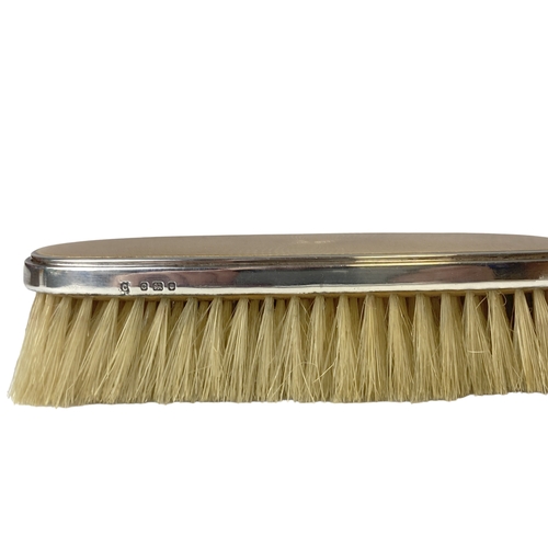 124 - Art Deco Silver & Guilloche enamel Brush set. Classical Deco form to shoulder with tight concentric ... 