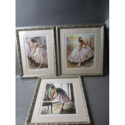 217 - A set of 3 Pastel Framed Prints of Ballerina