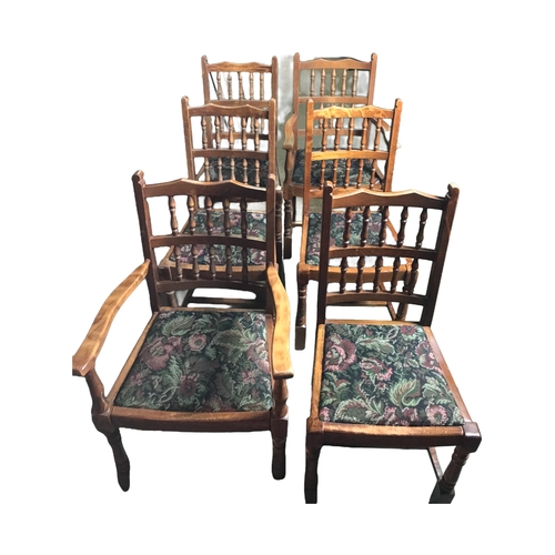 15 - Set of 6 Dinner Table Chairs including carvers.