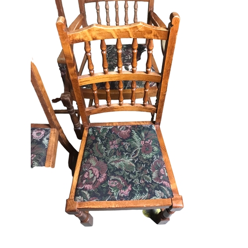 15 - Set of 6 Dinner Table Chairs including carvers.