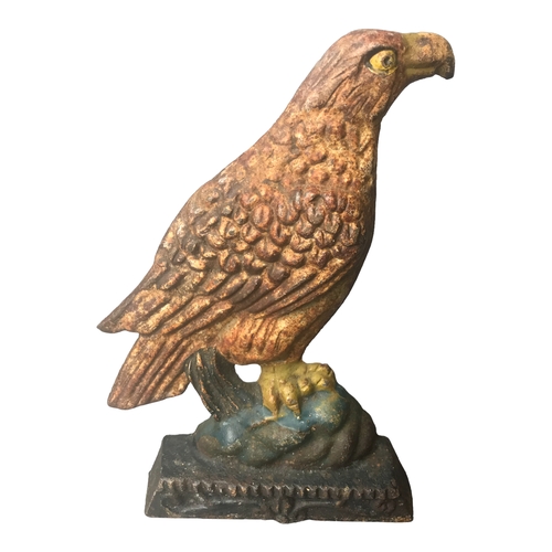 42 - Two Painted Caste Iron Door Stops - Eagle / Falcon