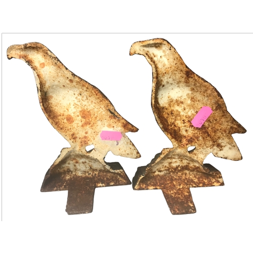 42 - Two Painted Caste Iron Door Stops - Eagle / Falcon