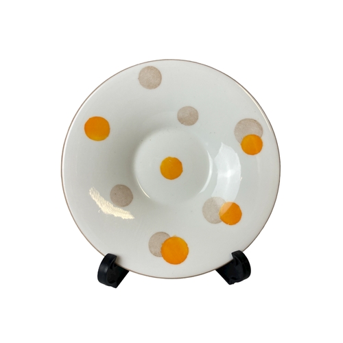 103 - Shelley Porcelain Art Deco Orange Polka Dot Coffee cup & Saucer. 1930's, regent shape.