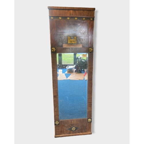 10B - A 19th century full length Mahogany inlaid mirror.
With applied metal mounts.
160cm tall x 49cm wide... 