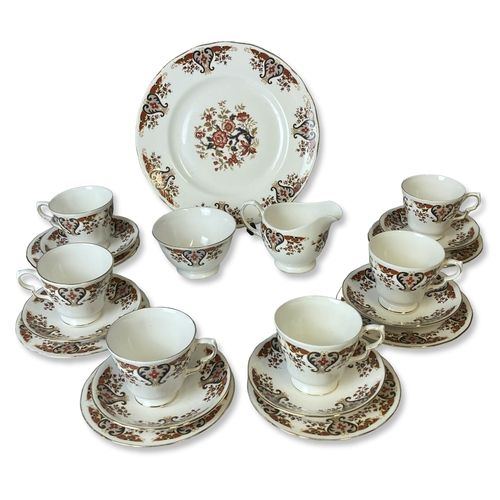 96 - A 21 piece Colclough China tea set. Includes 6 teacups, saucers, side plates, Milk, Sugar and cake p... 