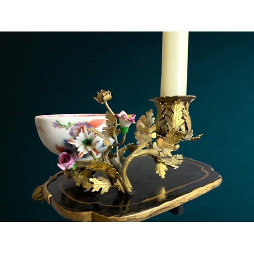 77 - A scarce Louis XV type Meissen tea bowl candlestick centrepiece. 18th-century.
Mounted with a Chinoi... 