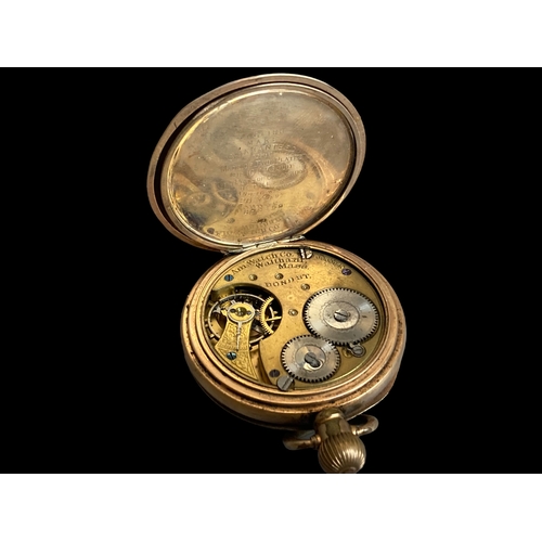 45 - A COLLECTION OF FIVE SILVER & GOLD PLATED POCKET WATCHES. INCLUDING A GOLD PLATED WALTHAM, EXAMPLE, ... 