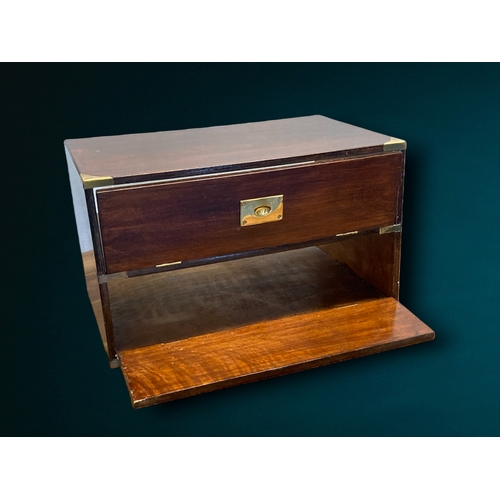 3 - A CAMPAIGN TRAVEL DESK / CHEST. WITH TWO DROP DOWN DRAWER FRONTS.
51 X 32 X 30 CM