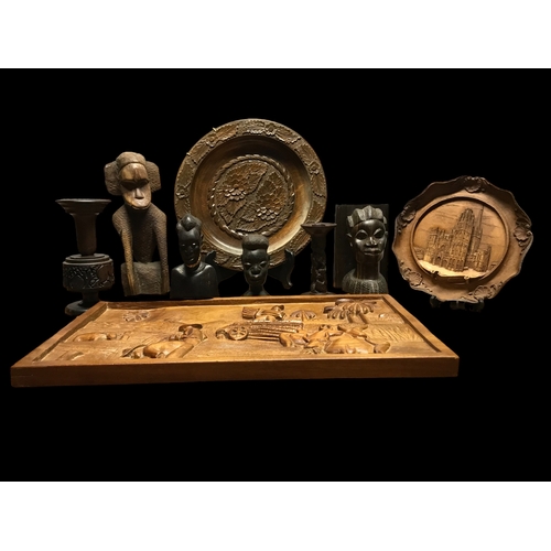 152 - A Collection of Wood and Treen items, including Black Forrest, African and Asian Examples